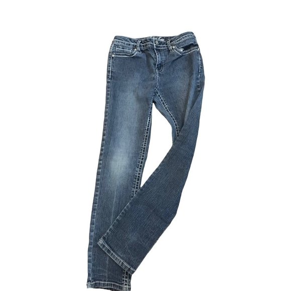 10 Lulu Luv Girls Adjustable Waist Embellished Stretch Skinny Jeans - Picture 3 of 7